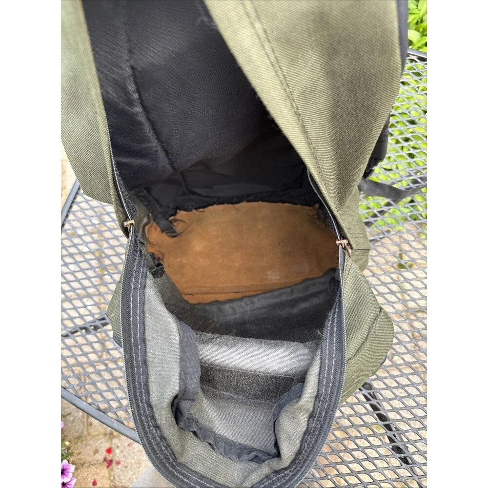 Vintage Jansport Suede Leather Bottom Backpack Green Classic School USA 90s